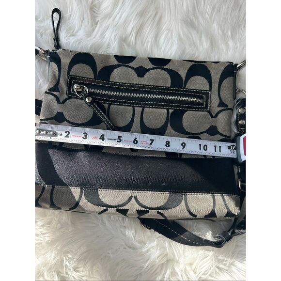 COACH CROSSBODY PURSE ~ Signature Stripe black and tan - Picture 8 of 8